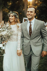 A-line Tulle Lace Long Sleeves Wedding Dresses, Bridal Gowns